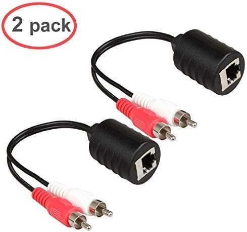 AV Planet - 2Pack Stereo RCA to Stereo Audio Extender Over Cat5 (2X RCA to RJ45 Female)