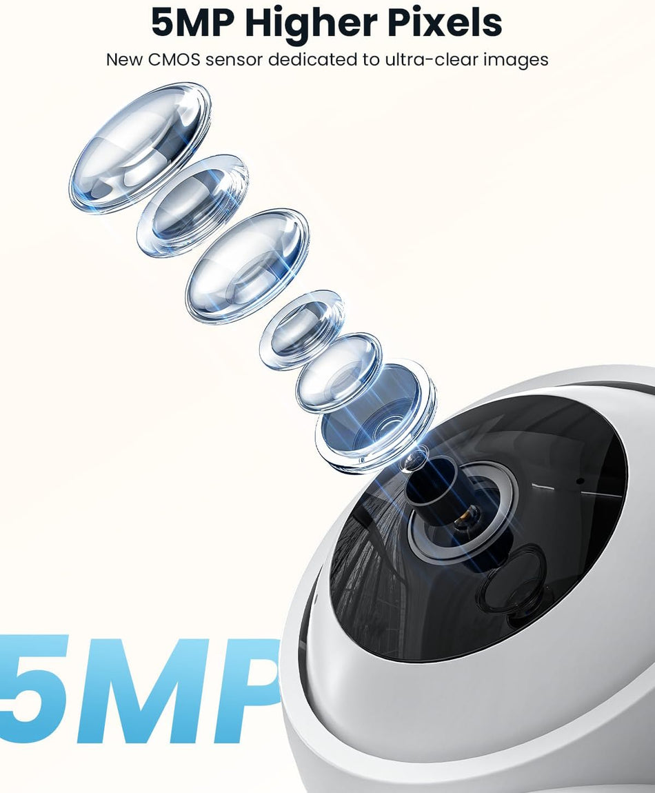 ieGeek 5MP Indoor Security Camera,5G&2.4G WiFi Baby Monitor Pet Cameras Surveillance Interieur for Home System,Video Cam with Phone App,Smart Motion Sensor,Auto Tracking,360°PTZ Dog Cam,Work w/Alexa