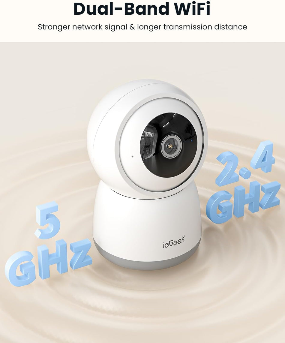 ieGeek 5MP Indoor Security Camera,5G&2.4G WiFi Baby Monitor Pet Cameras Surveillance Interieur for Home System,Video Cam with Phone App,Smart Motion Sensor,Auto Tracking,360°PTZ Dog Cam,Work w/Alexa