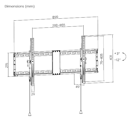 Brateck LP59-48T Heavy-Duty Foldable Tilt TV Wall Mount for 43"-90" TVs, 70kg/154lbs, Max VESA 800x600