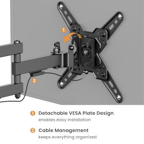 Brateck BT-LDA40-223 Full Motion TV Wall Mount – 13"-43" Panels (Max VESA 200x200, 20kg Capacity)