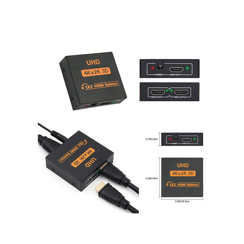 AV Planet - 1x2 HDMI Splitter Video Audio Support Full Ultra HD 4Kx2K (1 Input to 2 Outputs)