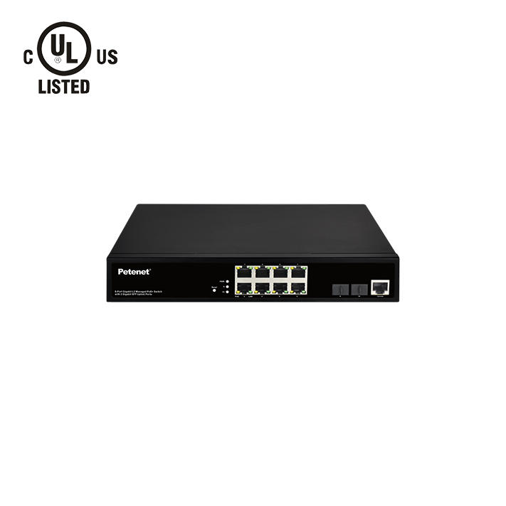 Petenet 10-Port Gigabit L2 Managed PoE+ Switch