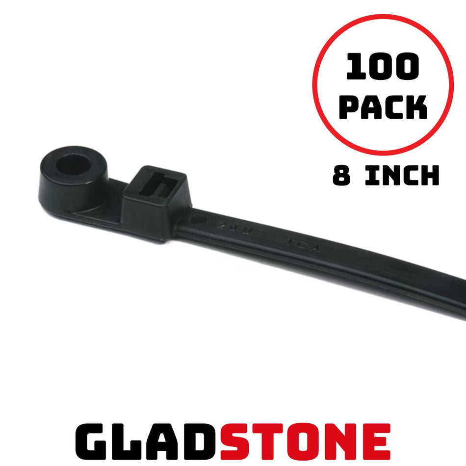 AV-CT-8C-SCREW-BK 100 Pack 8" Black Screw-Type Outdoor Cable Ties