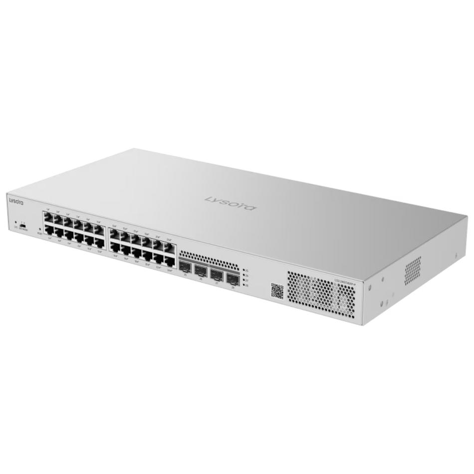 Lysora LS2-24GT4SFP-P 24-Port Layer 2 Managed PoE Switch with 370 W PoE Budget
