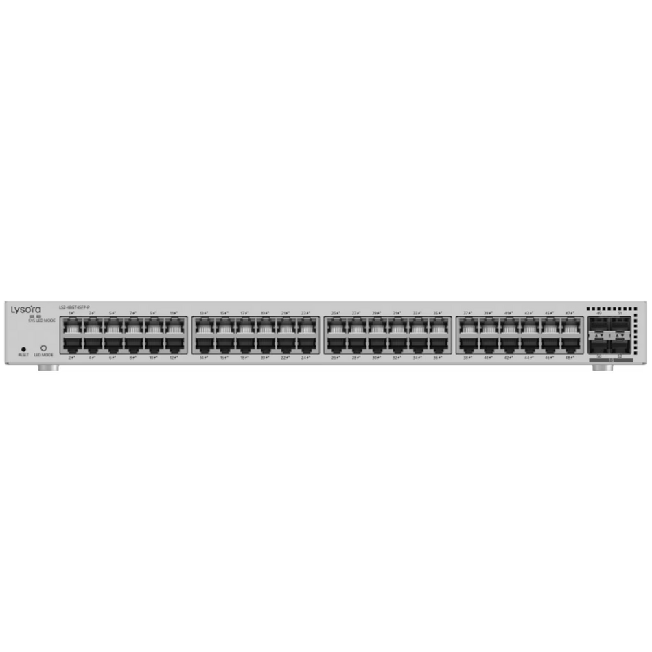 Lysora LS2-48GT4SFP-P 48-Port Layer 2 Managed PoE Switch with 370 W PoE Budget