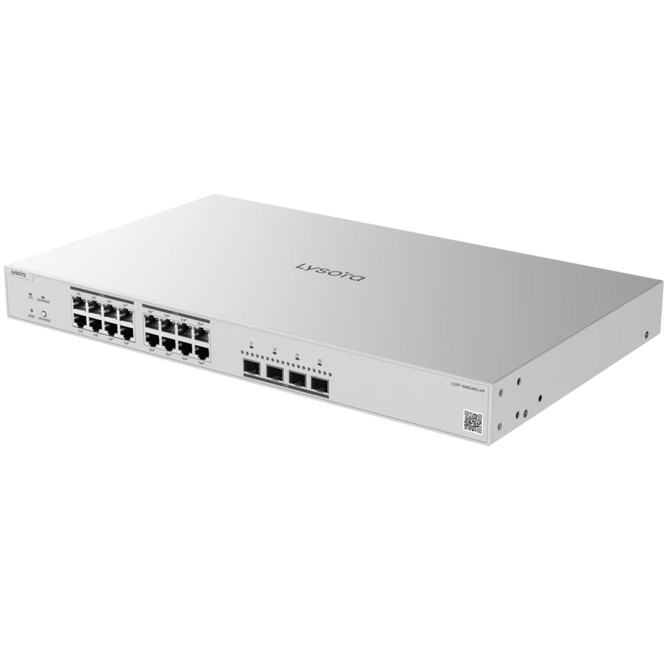 Lysora LS2P-16MG4XS-HP 16-Port (2.5G) Layer 2+ Managed PoE Switch with 370 W PoE Budget