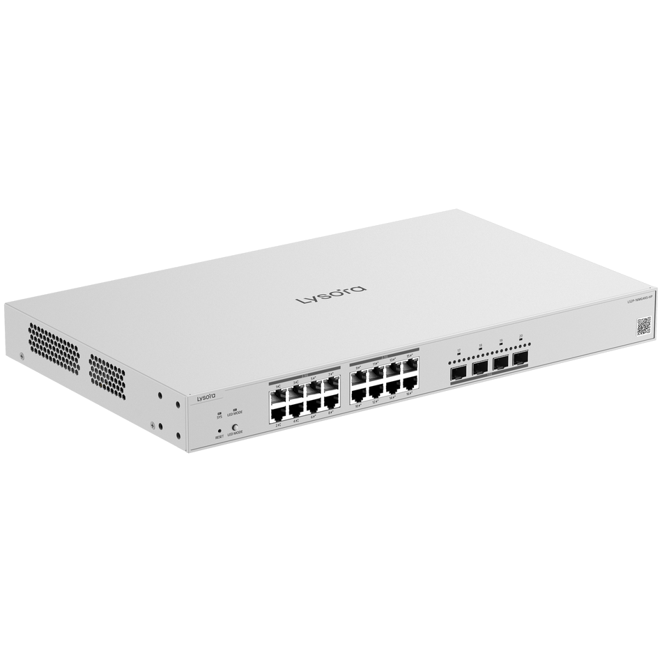 Lysora LS2P-16MG4XS-HP , 16-Port (2.5G) Layer 2+ Managed PoE Switch with 370 W PoE