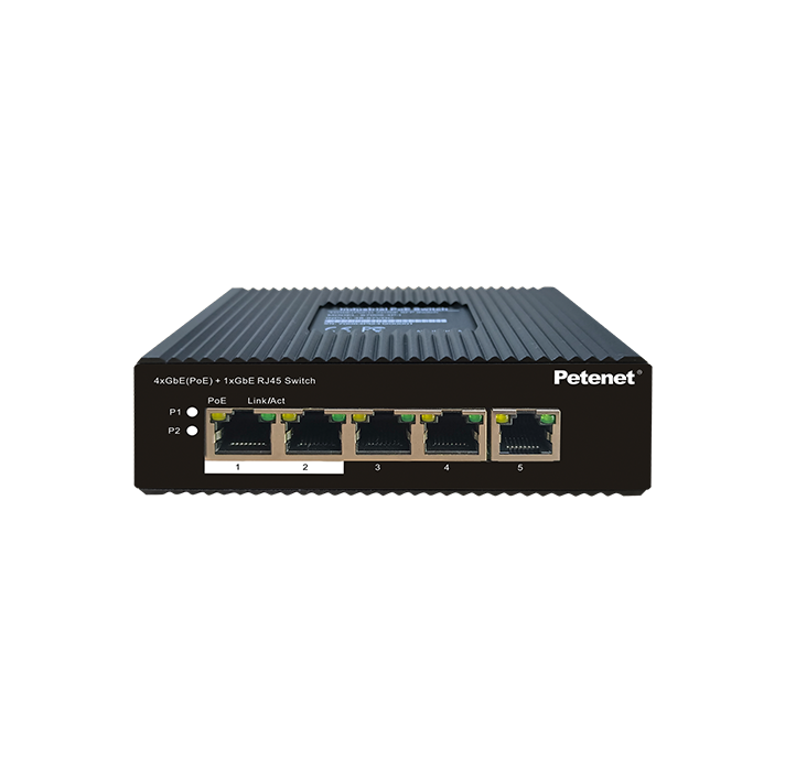 Industrial 4-Port Gigabit PoE+ Switch with 1 RJ45 Uplink