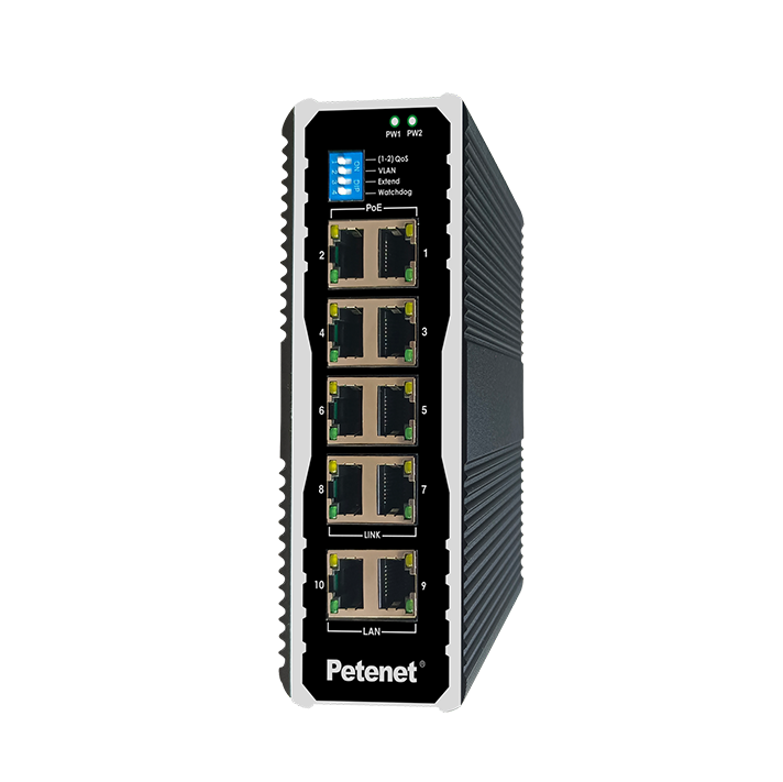 Industrial 8-Port Gigabit PoE+ Switch with 2 Gigabit RJ45 Uplinks