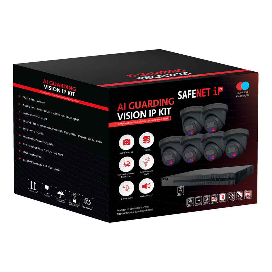 AV Planet - SC-8CHSL-KIT Guarding Vision 8ch IP Kit W/2TB HDD / 6x 6MP Smart Hybrid Turrets