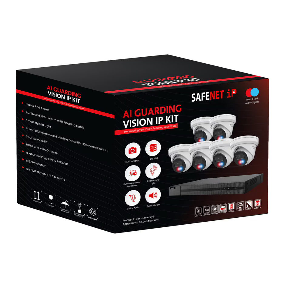 AV Planet - SC-8CHSL-KIT Guarding Vision 8ch IP Kit W/2TB HDD / 6x 6MP Smart Hybrid Turrets