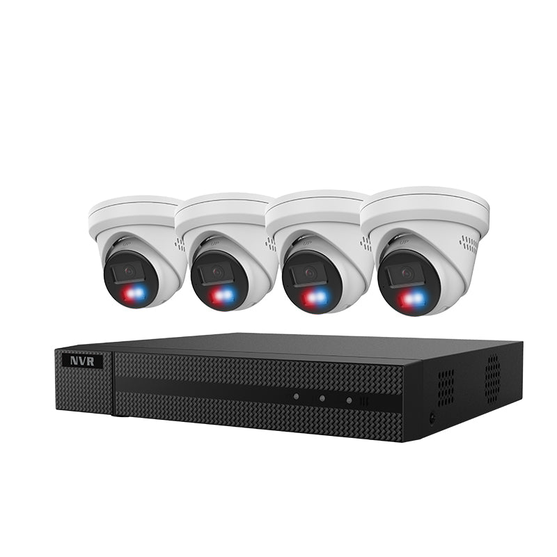 AV Planet - AI Guarding IP-KIT4642-BR 4 Channel 8MP NVR with 2TB HDD and 4pcs Active Deterrence 6MP Smart Hybrid Light Fixed Turret Camera Kit